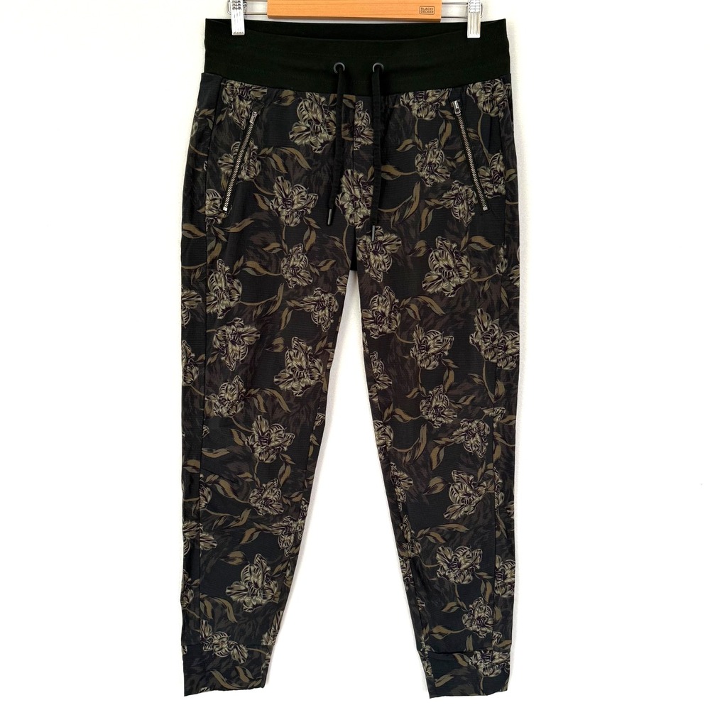 Athleta Trekkie North Printed Jogger Olive Green Floral Pants Size 6 Athleisure